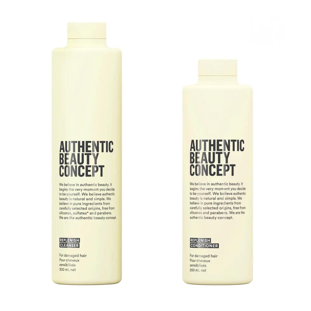 Replenish Cleanser and Conditioner Duo Pack, Authentic Beauty Concept haircare for damaged hair